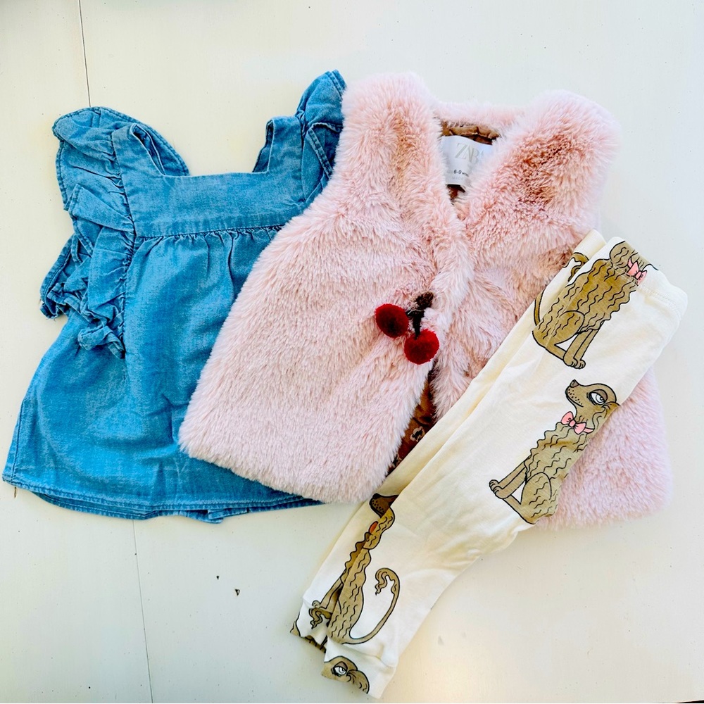 Zara vest & shirt & mini rodini leggings bundle